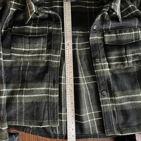 Disturbia Logan Collared Pocket Check Shacket - Green & Black - Picture 5 of 8